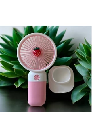 T300 Meyve Temalı Pembe Şarjlı Mini El Fanı