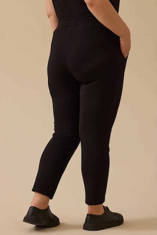 Kadın Büyük Beden Elastik Bel Bilek Boy Pantolon - Siyah 4358748