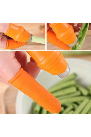 Mucit Home Silikon Parmak Soyacak Parmak Koruyuculu Tırnak Bıçak 1 Çift Turuncu