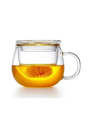 Besthome1 Çay Fincanı 300ml, Cam, Saf Tat, Kapağı İle Şeffaf