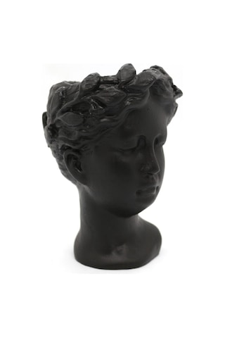 El Yapımı Antik Helen Biblo Saksı Küçük 15 Cm Siyah