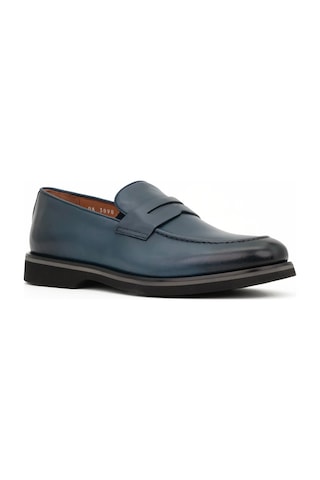 Hakiki Antik Deri Eva Taban Loafer Model Erkek Ayakkabı - Tuna 3898 Lacivert