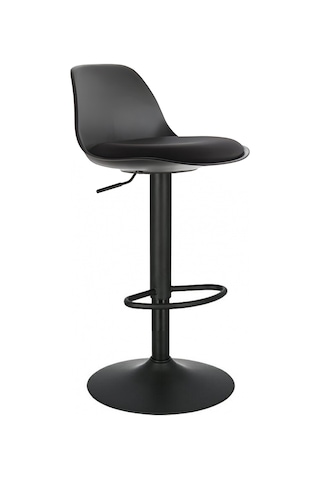 Bürocci Nadya Bar Sandalyesi - Siyah Deri - Mat Siyah Ayaklı Yüksek Bar Taburesi - 9537y0101 Siyah