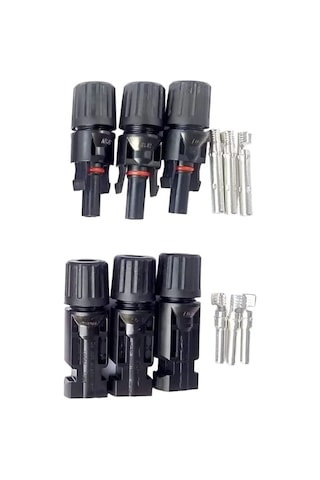 3 Set Mc4 Konnektör 3 Dişi + 3 Erkek Olmak Üzere Set Konnektör
