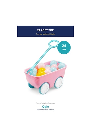 Gezgin Vagon Oyun Seti 24 Adet 7 Cm Renkli Top Pembe