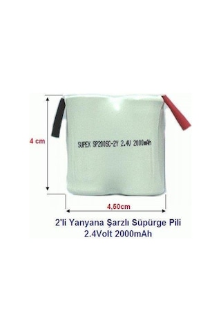 Supex 2.4Volt 2000Mah 2Li Yanyana Şarzlı Süpürge Pili