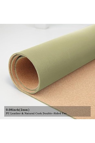 Büyük Doğal Mantar Ve Deri Su Geçirmez Klavye Matı, Ofis/ev/oyun/dekoratif Masa Altlığı Açık Yeşil, 23,6 X 11,8 İnç