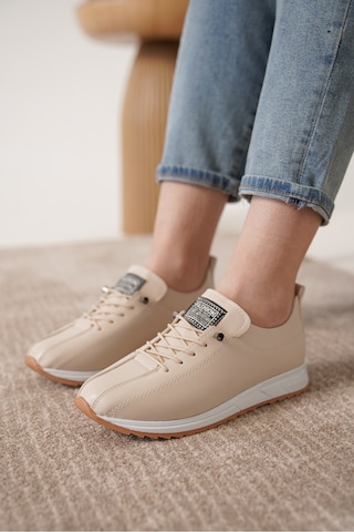 D0112 Günlük Ortopedik Kadın Sneaker Spor Ayakkabı Bej