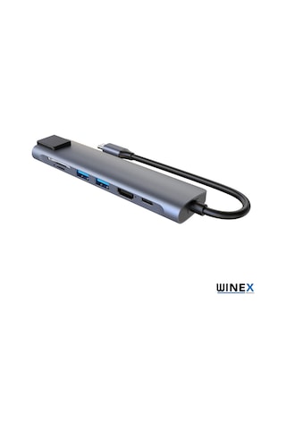 Winex 7in1 USB Type-C Hub Port Adaptör HDMI USB Ethernet PD Giriş