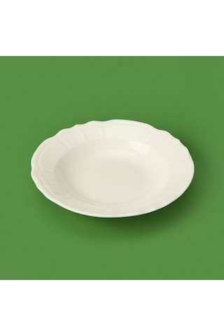 Tulu Porselen Tiffany Yemek Tabağı - Krem - 21 Cm Krem