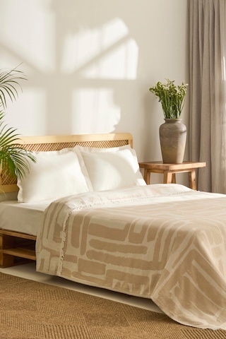 Kaşmir Home Mosy Çift Kişilik Jakar Muslin Pike Bej Bej