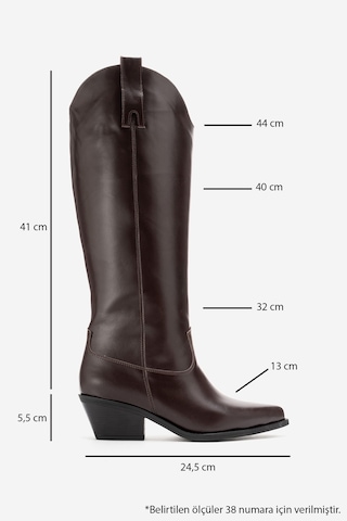 Luvishoes Anıa Kahverengi Cilt Hakiki Deri Kadın Western Çizme Kahverengi