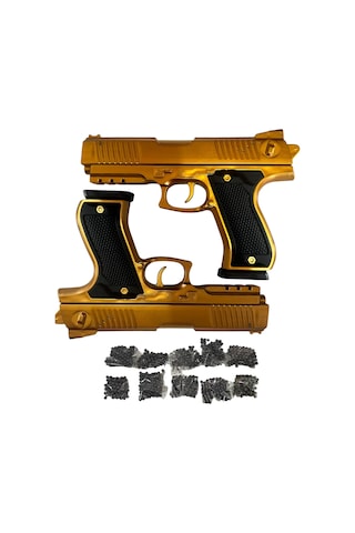 Boncuk Atan Tabanca 2 Adet Gold+ 10 Paket Boncuk Gold