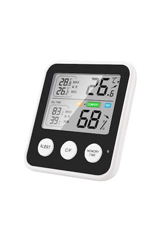 Ts-9909-b Çok İşlevli Büyük Ekran Ev Tipi Termometre Higrometre Siyah