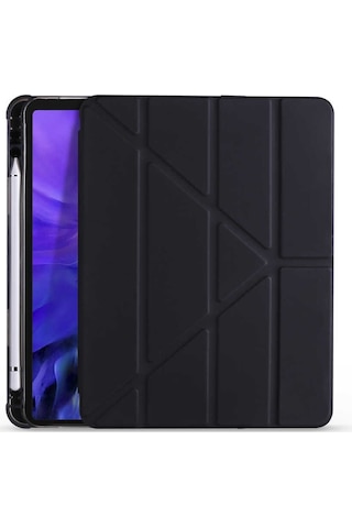 Apple Uyumlu iPad Pro 12.9 2022 M2 Kılıf Zore Tri Folding Kalem Bölmeli Standlı Kılıf Kapaklı Kılıf