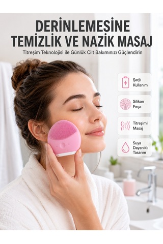 Hassas Ciltlere Özel Titreşimli Yüz Temizleme Ve Masaj Aleti - Li 55643924