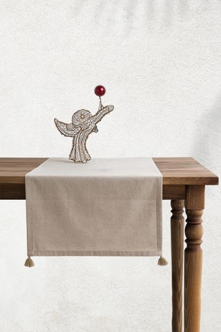 Selendi Runner Bej Masa Örtüsü