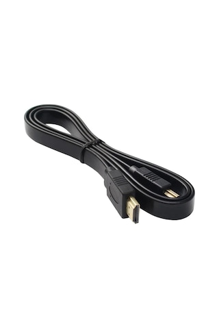 Powermaster Hk-25508 Düz Siyah 1.5 Metre Flat Yassı Gold Uçlu 19 Pin Hdmı Kablo 1.5 M