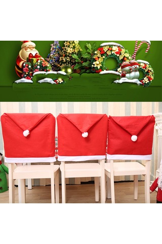 Noel Sandalye Örtüsü Dokumasız Noel Dekorasyonu Sandalye Koruma