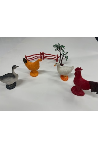 Plastik Kümes Ve Çiftlik Hayvanları Oyuncak Tavuk Horoz Ördek Kaz 7 Parça