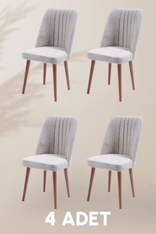 Polo Sandalye - Jerika Krem - Ahşap Ceviz Ayak 4 Adet - Salon Sandalyesi / Mutfak Sandalyesi Krem