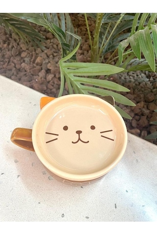 Seramik Kawaii Karikatür Sevimli Kedi Fincan Kahve Süt Kapaklı Kupa Hediye