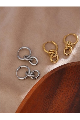 Gümüş Eetit Paslanmaz Çelik Yuvarlak Sıradışı Damla Küpe Kadınlar İçin Çok Renkli