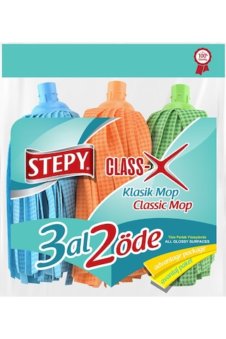 Stepy Klasik Mop Rengarenk Class x 3'lü Tüm Parlak Yüzeyler İçin