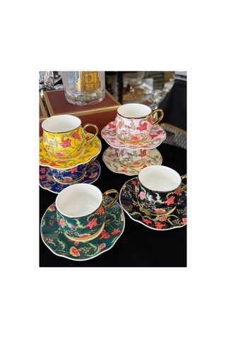 Esterhomedecor 6 Kişilik Porselen Kahve Fincan Takımı Renkli