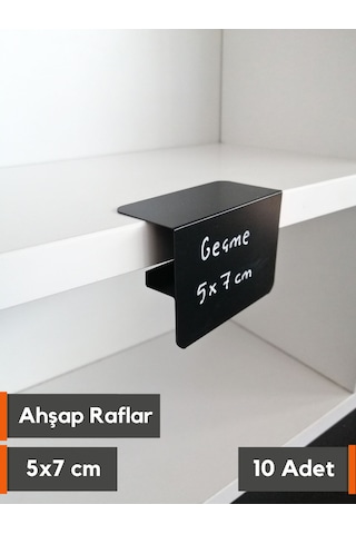 10 Adet Silinebilir Karatahta Siyah Etiket Ahşap Raf İçin 5 x 7 CM