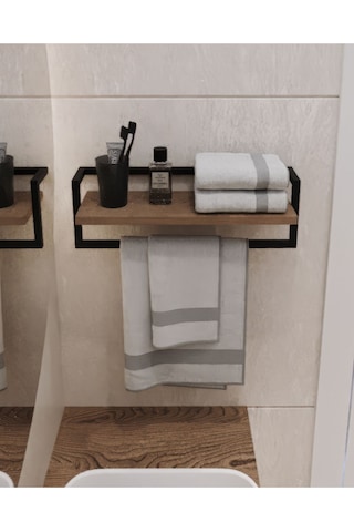Aju Havluluk Banyo Rafı Sabunluk Şal Askılığı Havlu Askısı Banyo Mutfak Düzenleyici Ahşap
