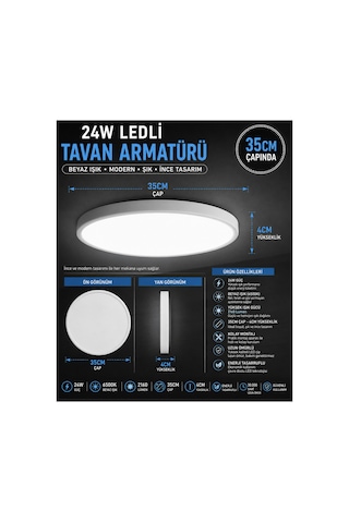 20 Adet---35cm ,modern Tavana Sıfır Panel Led Avize Tavan Armatürü 24w Beyaz Işık İnce Dekoratif Led Tavan Lambası,kolay Montaj Sıva Üstü Tavan Lambası Tak Çalıştır ,tavan Glop, Lamba