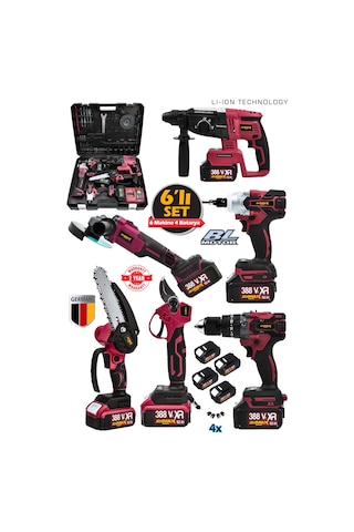 Stilmax ST4009 388VF 10AH Kırıcı Delici + Matkap + Taşlama + Somun Sökme + Dal Budama Makası 6'lı Set