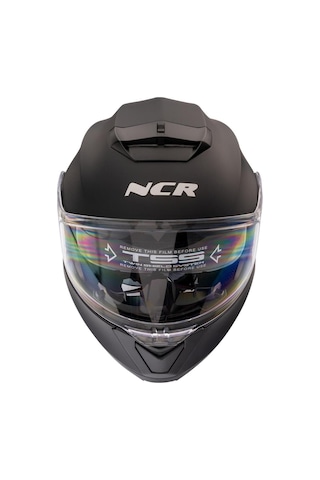 Ncr Stars Çene Açılır Mat Siyah Kask Ece Belgeli Mat Siyah