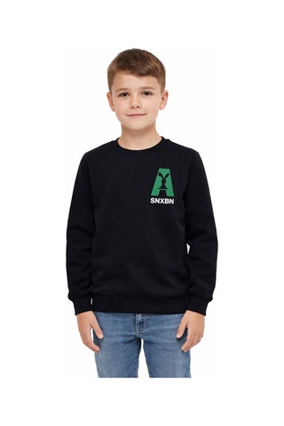 Baglan Erkek Çocuk Önü Baskılı Sweatshirt Bgl-st05234 Siyah