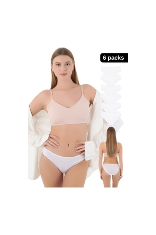 Cnt Kadın / Kız Külot Likralı Penye 6'lı Premium Paket Beyaz Beyaz