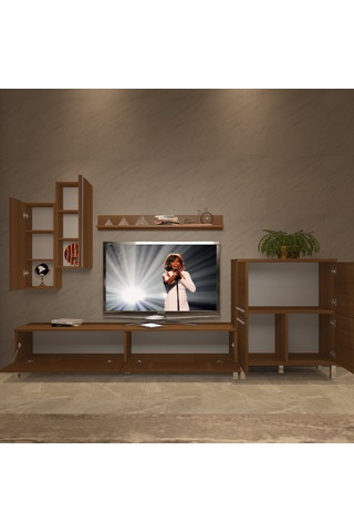 Decoraktiv Eko 6 Mdf Std Krom Ayaklı Tv Ünitesi Tv Sehpası Ceviz