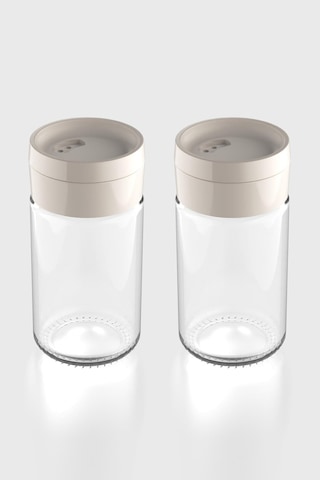 Renga Dorian 105 Ml Bej Kapaklı 2'li Cam Tuzluk Biberlik Seti 121006 Bej