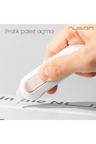 Nusıgn Mini Kesici Bıçak Otomatik Geri Çekmeli Güvenli Maket Bıçağı Beyaz