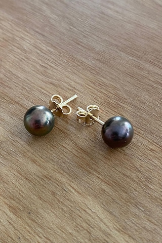 6,5 Mm Doğal İnci Erkek Küpe Gold