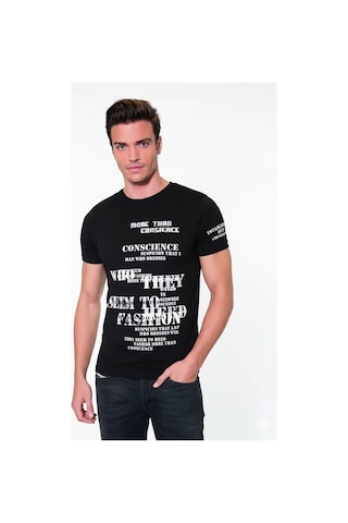 Alfa Aksesuar 03 Berrak Erkek Yazı Baskılı T-shirt 1046 Beyaz L siyah