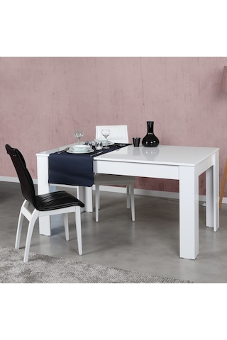 Pasifichome Oblo Beyaz Açılır Mutfak Masası / Açılır Kapanır Yemek Masası