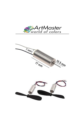 Mini Drone Motor Ve Pervanesi 2 Adet Dc Motor Yüksek Hızlı Çekirdeksiz Pervane Kanatı Helikopter Uçak Drone Deney Okul