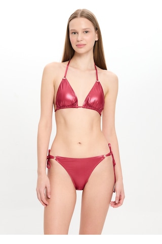 Toosalty Kadın Deri Görünümlü Küçük Üçgen Bikini Takımı 25sw027st Bordo