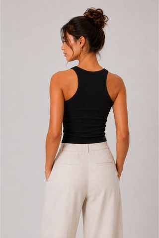 Parshey Kadın Halter Yaka Body Fit Kalıp Basic Rahat & Günlük Kullanım Siyah