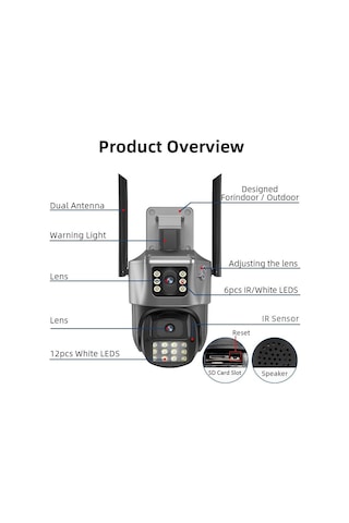 Viva Ics-223 6mp Çift Lens Wifi Akıllı Güvenlik Kamerası Aı Hareket Takipli Icsee Destekli