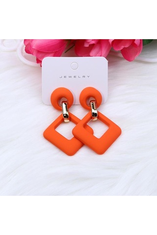 Turuncu Opk, 2023'ün Yeniliği, 12 Renk, Kare Akrilik Çerçeveler, Kadınlar İçin Lüks Çok Renkli Geometrik Küpe, Takı Pd1488 Turuncu