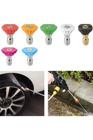 Symbee 4000 Psı Basınçlı Yıkayıcı Döner Turbo Nozul, 7 Renk 1/4 Bağlantılı, 5 Kademeli Ayarlanabilir Seramik Çekirdek Nozul