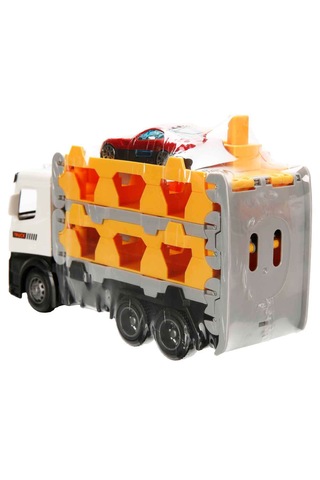 Maxx Wheels Sürtmeli Taşıyıcı Kamyon Fırlatıcılı Araçlı Açılıp Kapanabilen Taşıyıcı Tır Beyaz