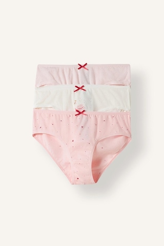 Defacto Baskılı Fiyonk Detaylı Penye 3lü Slip Külot Kız Çocuk I4200a826auwt34 Beyaz-wt34